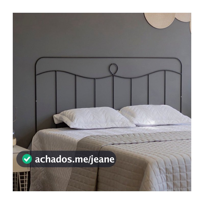 Cabeceira Casal 140cm Aço Aramado Vaticano Preto Preto