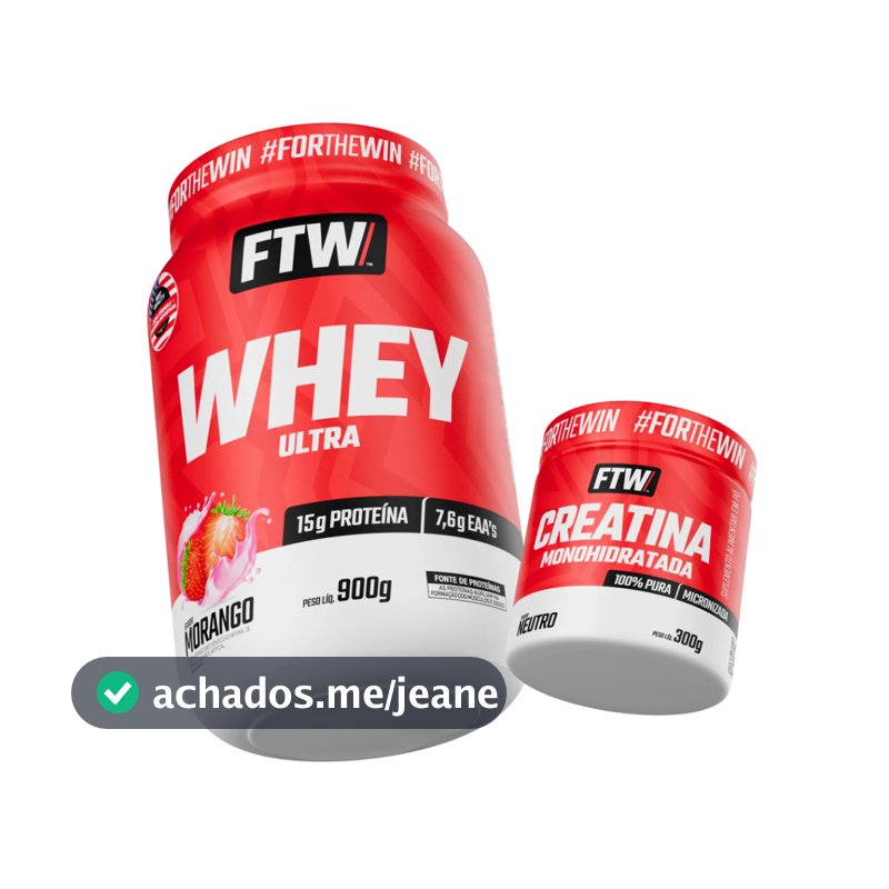 Kit Whey Ultra Protein Concentrado Pote 900g + Creatina Monohidratada Pura 300g - FTW