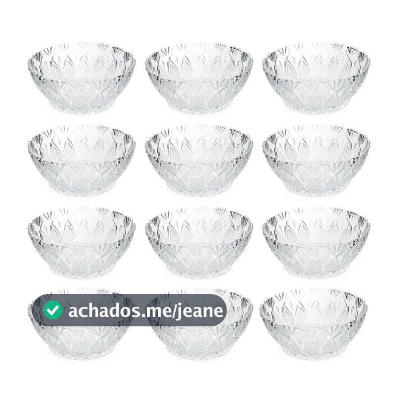 Jogo 12 Potes para Sobremesa Bowls Tigelas de Vidro 350ml King Lyor Transparente