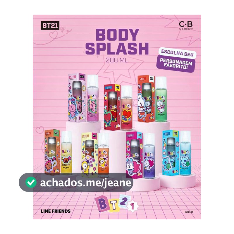 BT21 BODY SPLASH 200ML | Escolha: KOYA, RJ, SHOOKY, MANG, CHIMMY, TATA ou COOKY