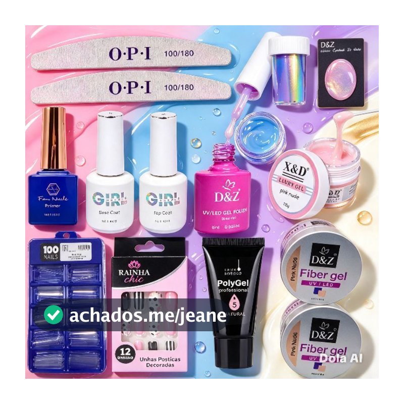 Kit Reposição Materiais de Unha COMPLETO De Gel Profissional Tips Lixas Top Coat Preparadores Primer