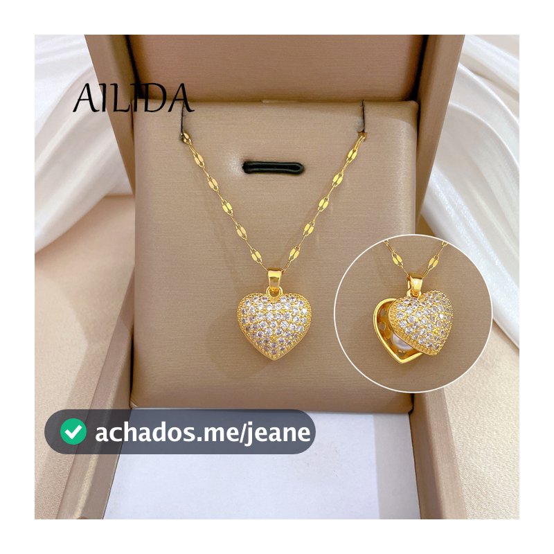 Colar De Aço Titânio Luxo Leve E Lindo Pérola De Coração De Pêssego Feminino Influenciador All-Match Clavic
