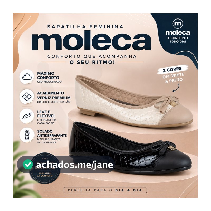 Sapatilha Feminina Moleca Clássica Laço Matelassê Bico Redondo Sapatilha Casual Confortável