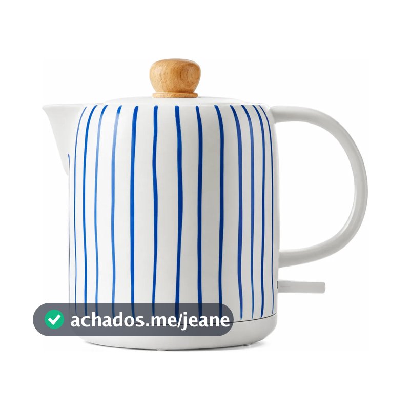 Chaleira Elétrica de Porcelana Tuut Elegance Listras Azuis 1L