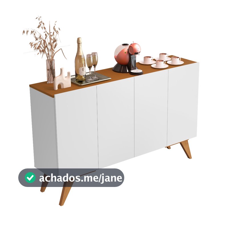 Buffet Aparador Ripado 4 Portas com Pés de MDF Astúrias Lojas Gk