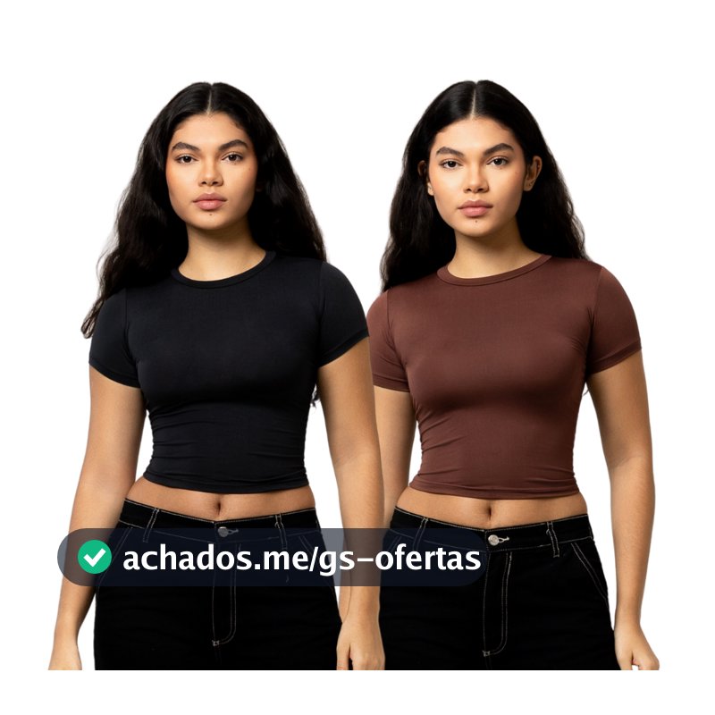 Kit 2 Baby Tee Feminina Blusa Básica Manga Curta Slim Fit Camiseta Baby Look Várias Cores