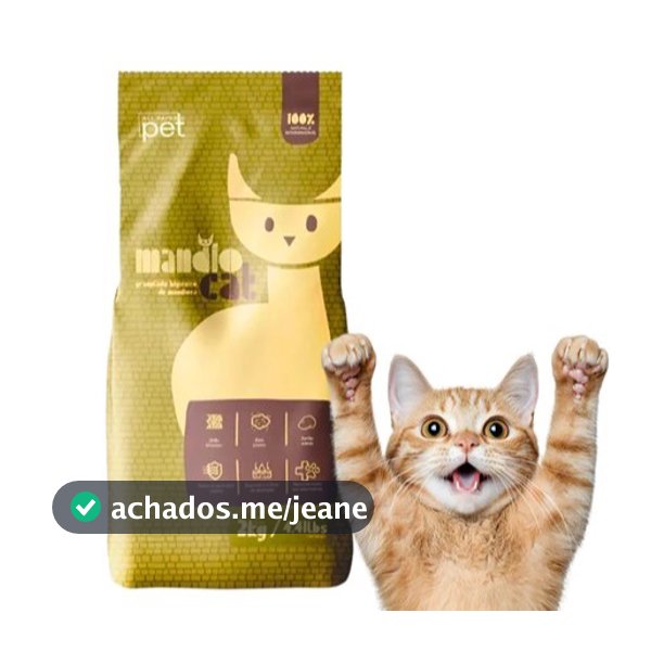 2 Pacotes De Areia Higiênica Gato Mandio Cat Premium 4kg