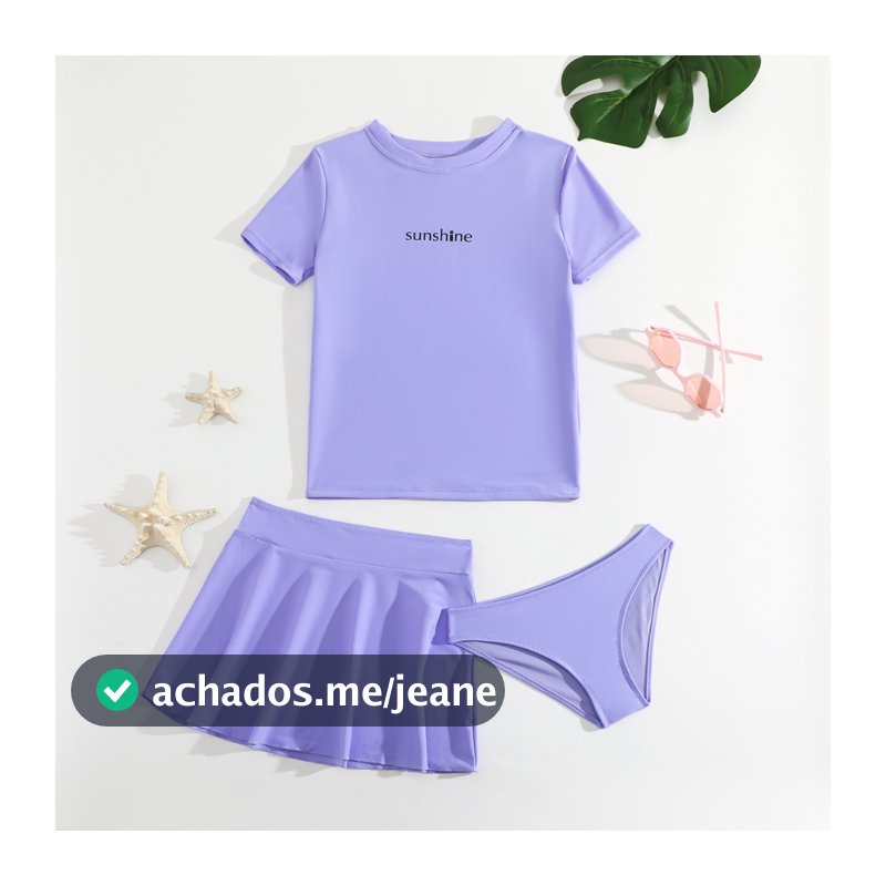 HT VEST Conjunto de 3 Peças de Praia Juvenil Feminino com Saia e Camisa - J3010