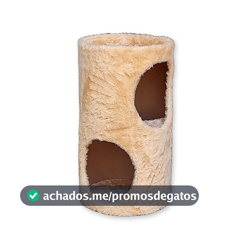 Arranhador Toca para Gatos Tunel Duplo Casa de Sisal MDF 2 Andares Cama Casinha