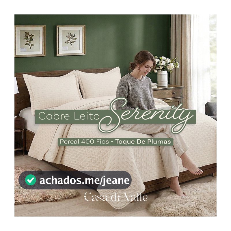 Kit Cobre Leito Colcha Serenity Percal 400 Fios Premium com Fronhas