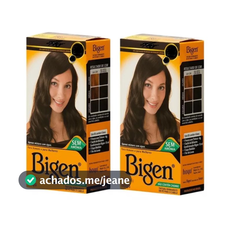 Kit 2 Tintura Coloração Sem Amónia Em Pó Bigen Sua Escolha
