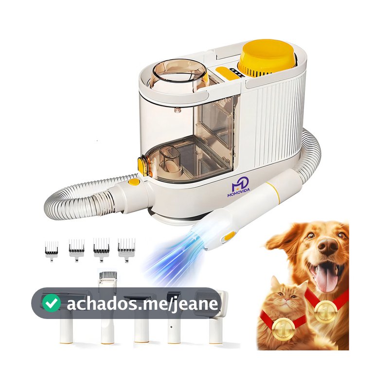 Máquina De Tosa Profissional Momovida Para Pets Cães E Gatos Escova Aspirador De Cabelo Kit 5 em 1