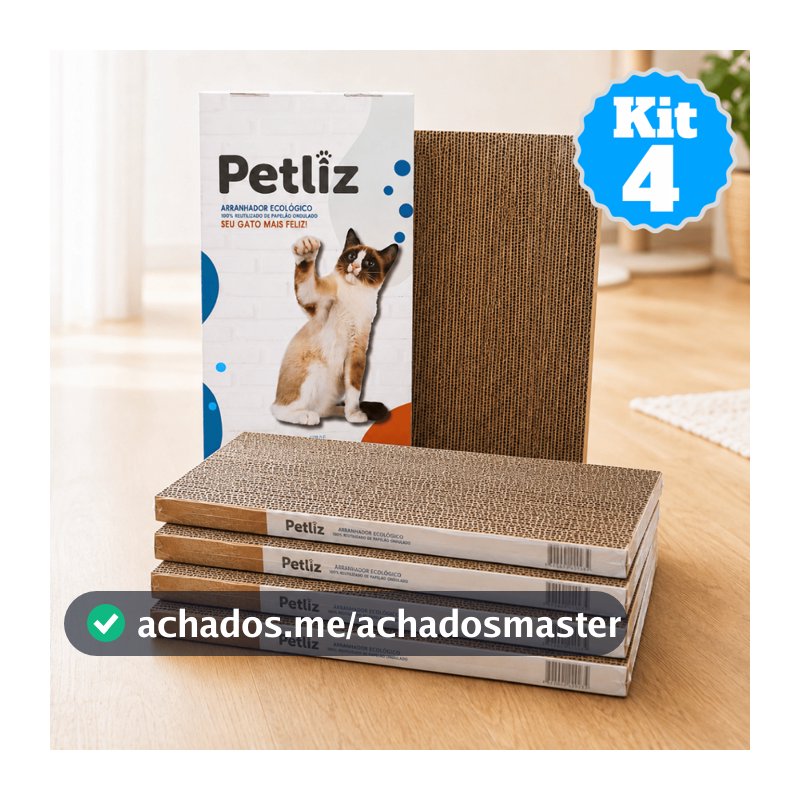 Kit 4 Brinquedo Para Gatos Arranhador Plano Antiestresse De Papelão - Petliz