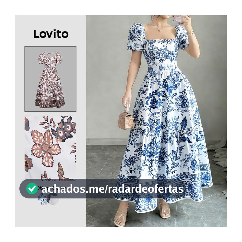 Lovito Férias Vestido com Zíper Azul Primavera/verão para Mulheres LK5ED210