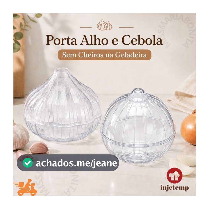 Kit Porta Alho e Cebola para Geladeira Conserva Sobras Sem Cheiros Organizador Transparente