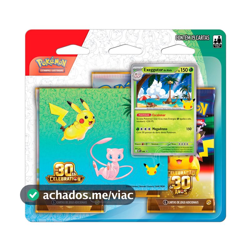 Jogo de Cartas Pokemon Blister Triplo com Adesivo Copag
