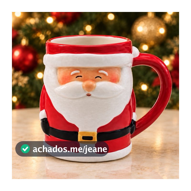 Caneca Natalina Xícara Papai Noel 3d Porcelana 330ml Natal