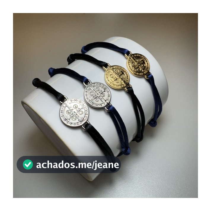 Pulseira Medalhão de São Bento Ouro e Fio Italiano - Feitas 100% a mão