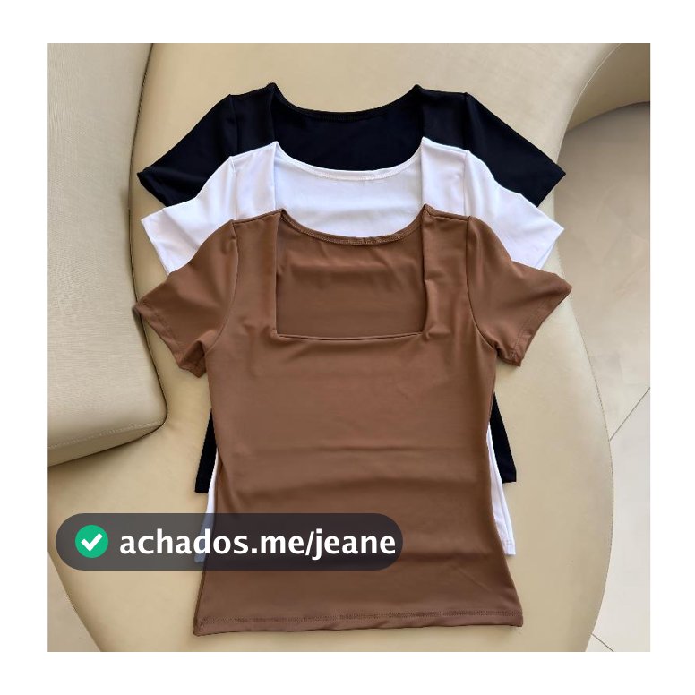 kit 3 Blusas Feminina Baby Look Manga Curta Gola Quadrada Decote Quadrado Moda Casual Versátil Blogueira 2025