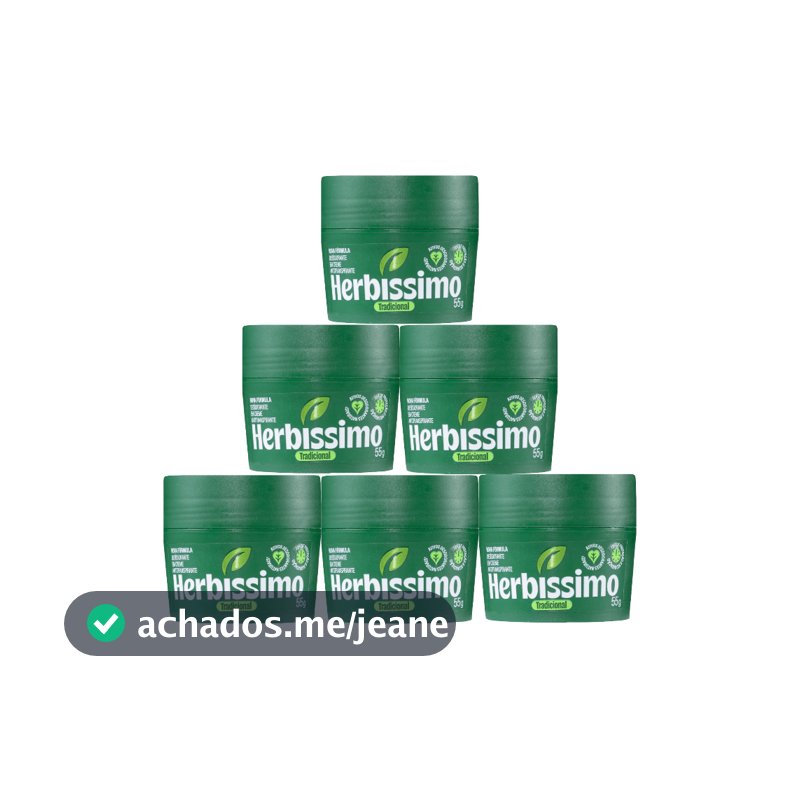 Kit Desodorante Em Creme Antitranspirante Herbíssimo Tradicional 55g (6 unidades)