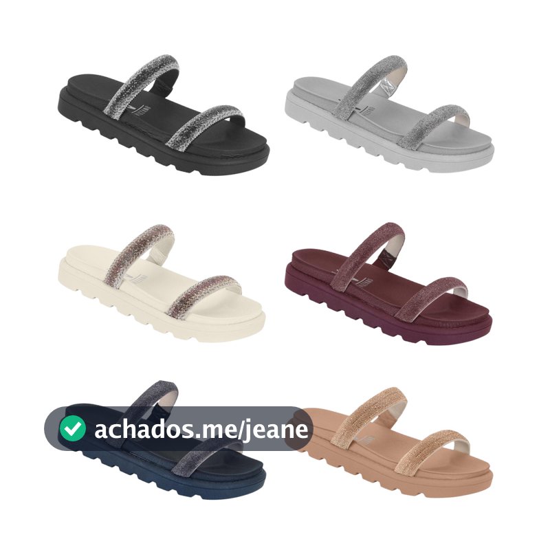 Vizzano Chinelo Feminino Brilho Salto Flatform Baixo Vizano