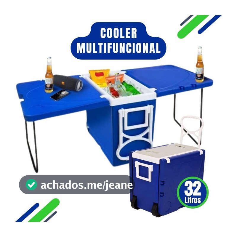 Cooler Multifuncional Super Térmico 32L – Com Mesa Retrátil ou Sem