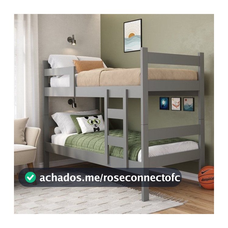 Beliche Solteiro em MDF 198cm x 92,5cm Prisma Cinza/Jequitiba Cinza/Jequitiba