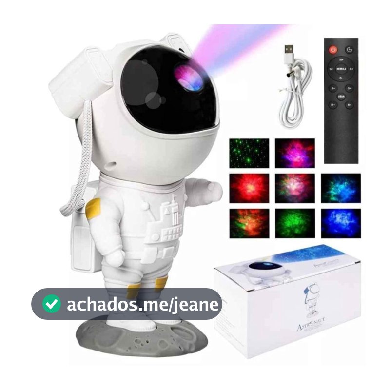 Luminária Astronauta Robô Projetor Estrela Galáxia Nebulosa Brinquedo Infantil Bebê Controle Remoto