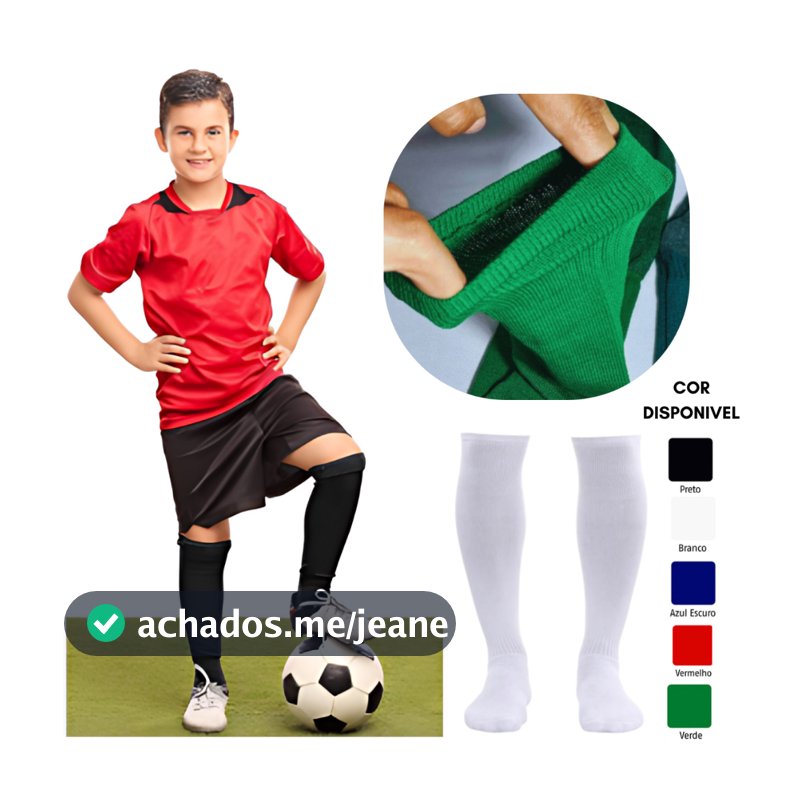 meia meião de futebol esportivo longo comprido infantil/juvenil tamanho 24 a 36