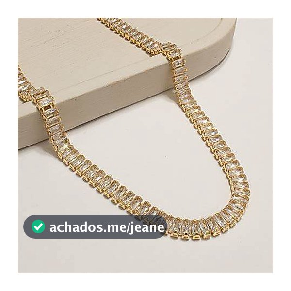 Colar Choker Riviera Baguete Cristal Feminino | Presente de Natal
