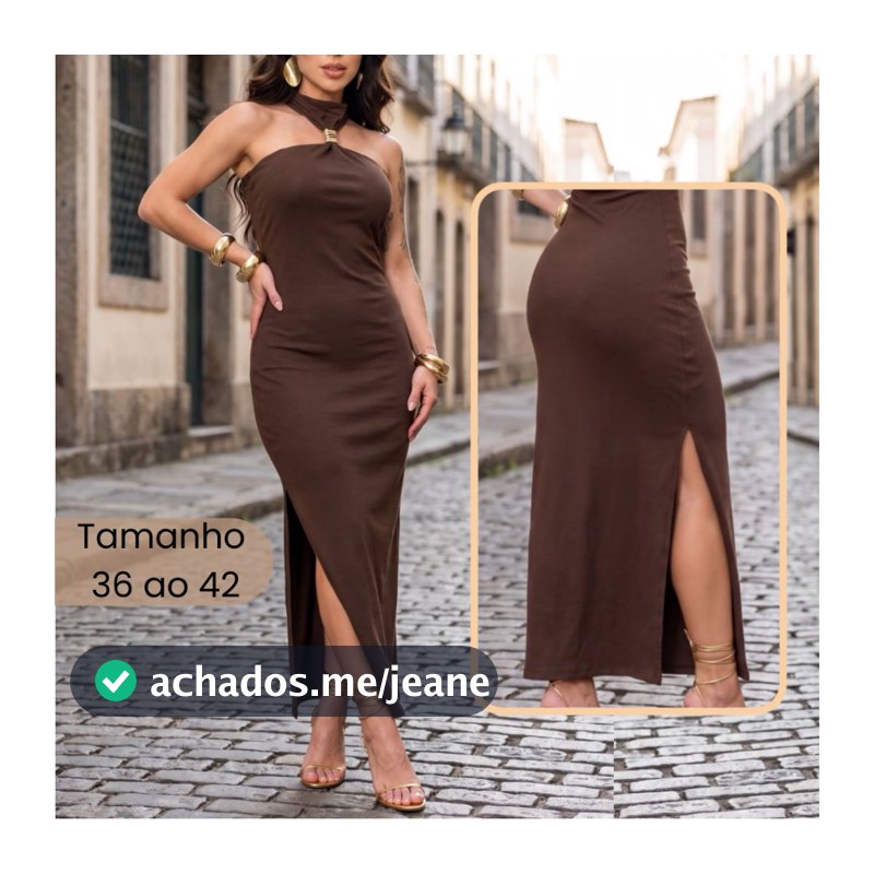 Vestido Midi Longo Liso Feminino Tubinho com Fenda Lateral e Bojo