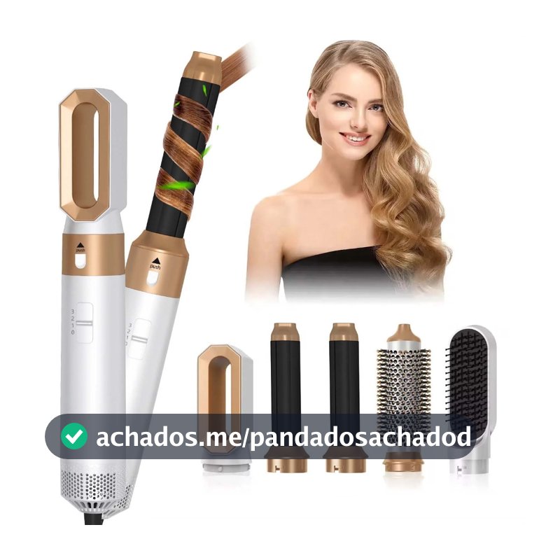Escova Secadora 5 em 1 Modeladora Profissional Alisadora de Cabelo Anti Frizz INVICTUS