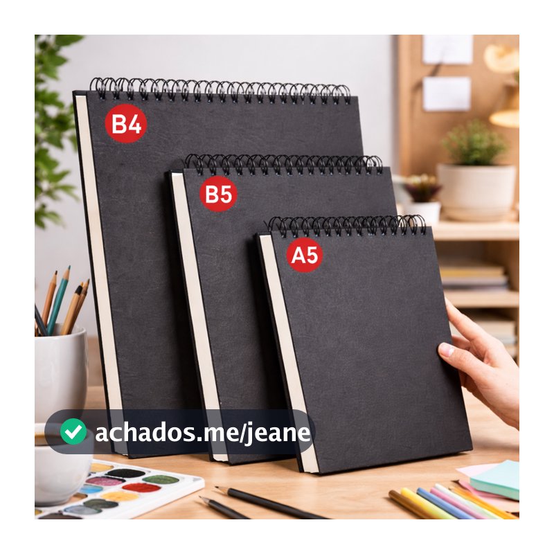 Caderno De Desenho 50 Fls (100 Páginas ) espessado Sketchbook Capa Dura Preta