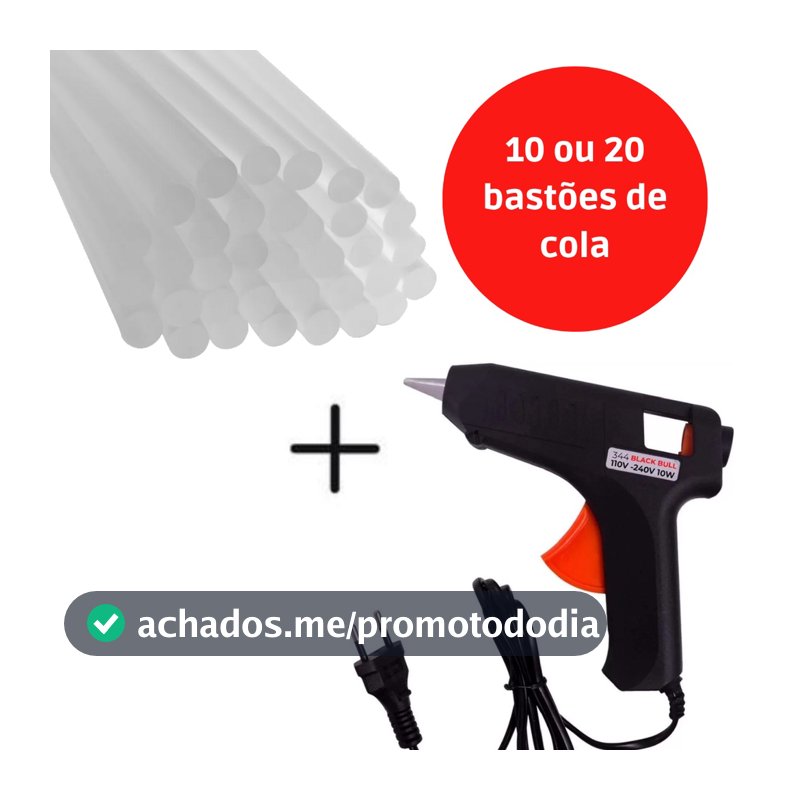 Pistola De Cola Quente Bivolt 10w + 10, 20 ou 30 Bastões De Cola Revolver (110v e 220v) Profissional