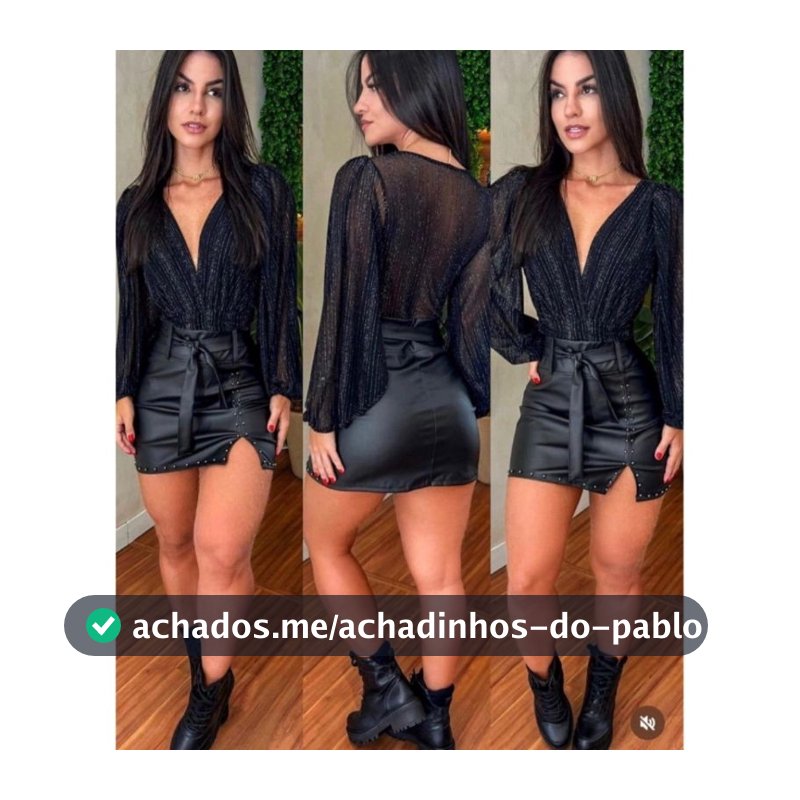 Body feminino preto tule brilhoso com fios de lurex manga longa