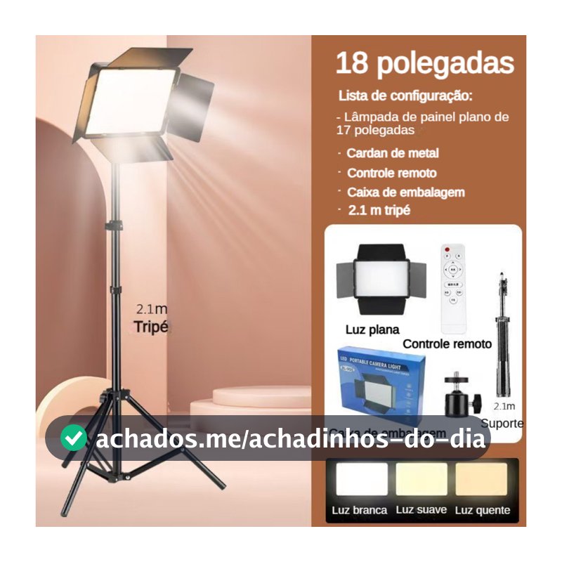 18P 80W Luz de vídeo LED bicolor  2700-7500K Painel de iluminação de fotografia na câmera Lâmpada preenchimento