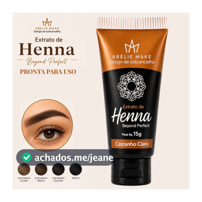 Extrato de Henna Pronto para Uso Desing Sobrancelha Henna Castanho Claro 15g Pigmento Dura Até 24h Na Pele