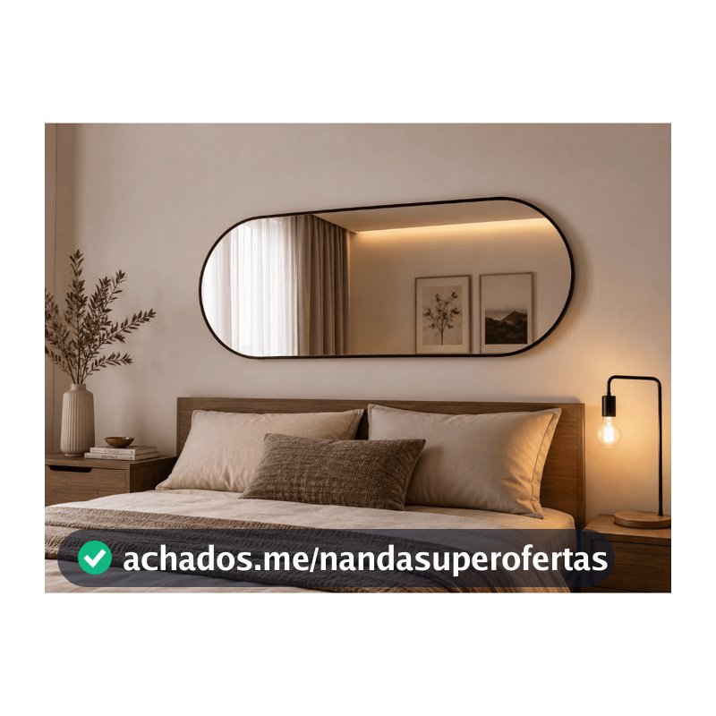 Espelho Oval Corpo Inteiro110x50 Grande Capsula Vertical Parede Com Moldura Quarto Sala Banheiro