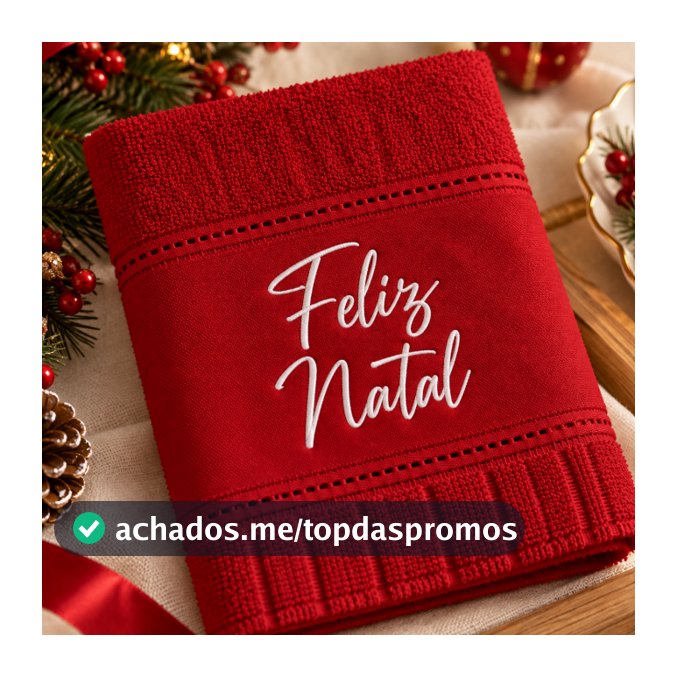 Toalha de Lavabo Natalina Bordada Feliz Natal 30x50 cm | Toalha Decorativa de Natal