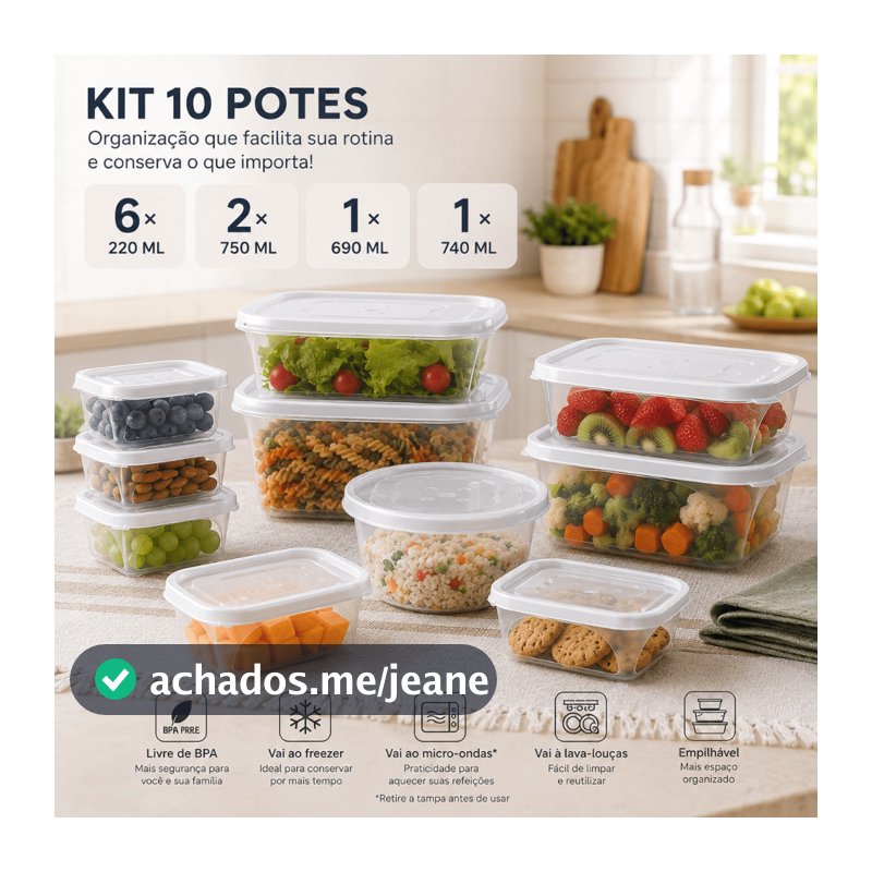 Jogo de Pote Plástico Kit Prático com 10 Peças - Jaguar Utilidades Cores
