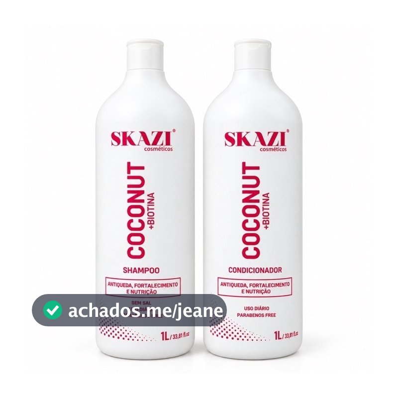 Kit Skazi Vegano Shampoo E Condicionador Fortalecedor Coconut 1 Litro