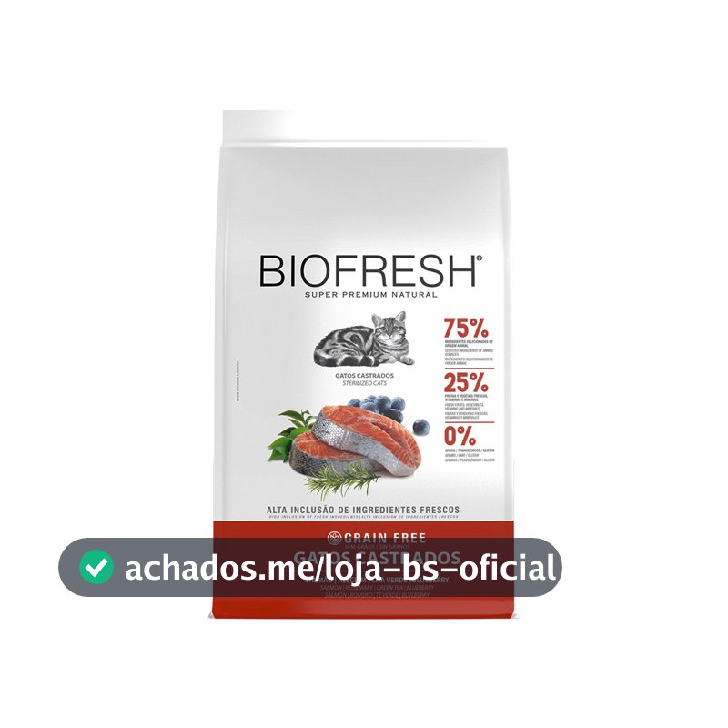 Ração para gatos castrados Biofresh Super Premium sabor salmão - 7,5kg
