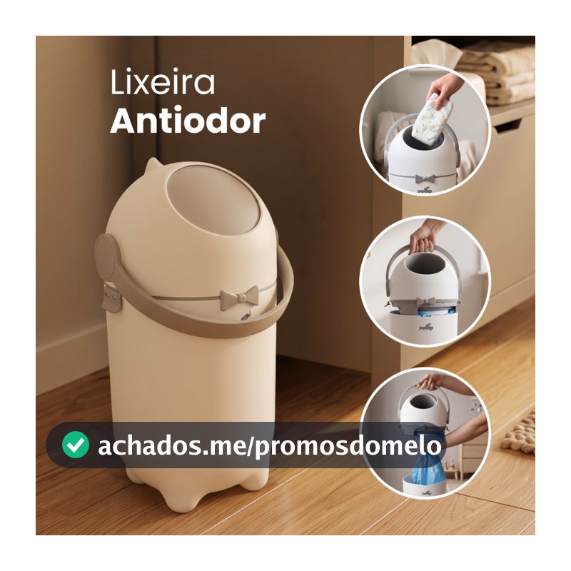 Lixeira para Fralda de Bebê Antiodor Vedação de Cheiro Lixo Mágico Infantil Até 15kg Pipdip