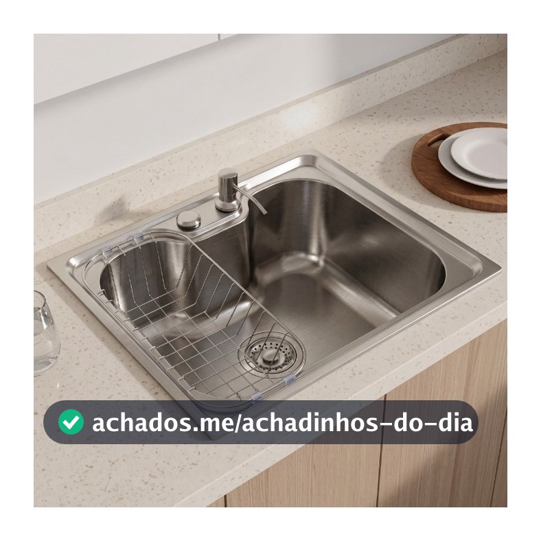 Cuba Para Cozinha Gourmet Pia Aço Inox 60x42cm Com Acessórios Cesto Escorredor Detergente