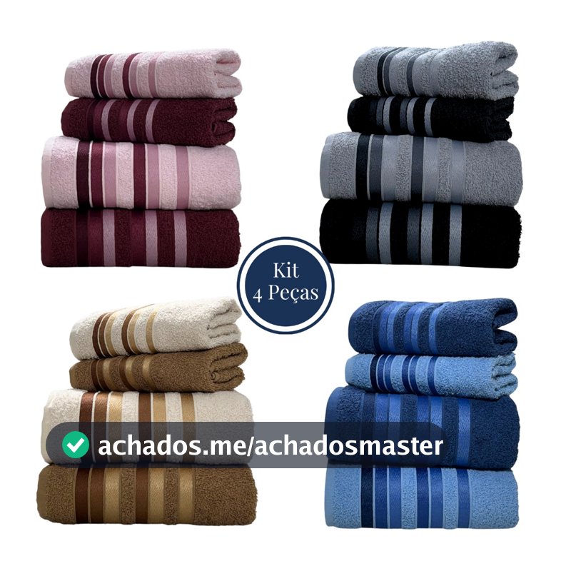 Jogo Toalha de Banho 4 Peças 100% Algodão Grossa Felpuda Super Macia Excelente Absorção New Premier Habitat