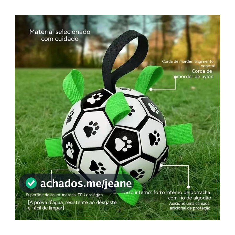 TPU Bola de Futebol Interativa p/ Cães |Alças para Pegar |Flutua |Resistente |Buscar em Terra e Água