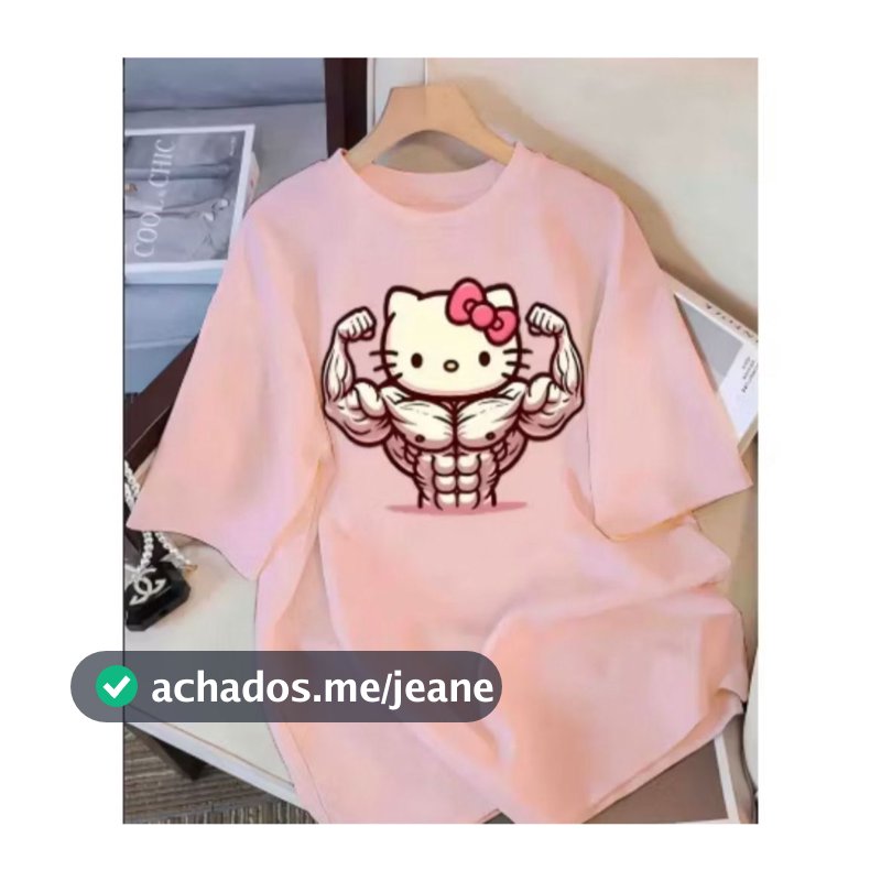 Camiseta Feminina Estilosa Estampada Boneca Fitness Musculação Academia Oversized 100% Algodão