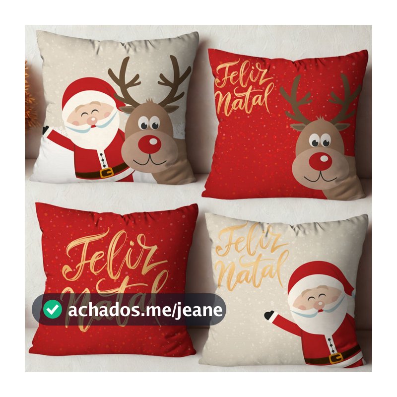 Kit 4 Capas para Almofadas Natalinas 45x45 | Linda Decor | Decoração de Natal Sala Sofá Diversos