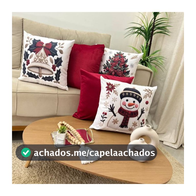 CAPAS NATALINAS Kit 5 Capas de Almofadas Decorativas - Tamanho 45 x 45.