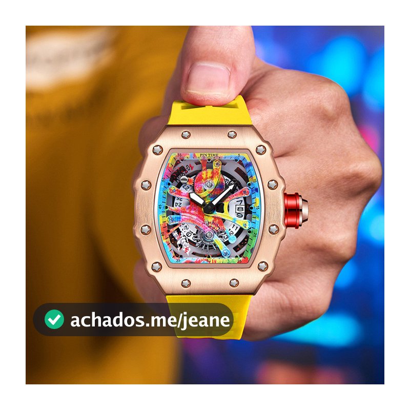 Relógio masculino estilo mecânico barril Dial nicho relógio masculino fita de Silicone esportes relógio masculino à prov
